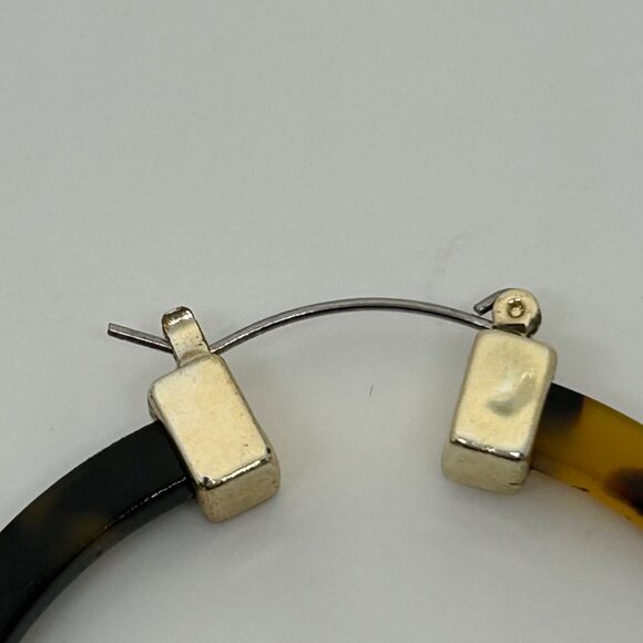 Faux Tortoise Acrylic Hoop Earrings With Silver-Tone Accents Statement 2 inches - Picture 14 of 15